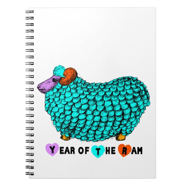 Caderno Espiral Notebook Zodiodioso, Ano Chinês, Turquesa Engraçad (Frente)