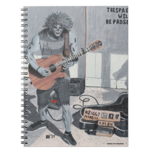 Caderno Espiral Notebook Zombie Guitar Músico Espiral