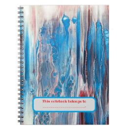 Caderno Espiral Notebooks Abstrato Azul Branco Personalizados