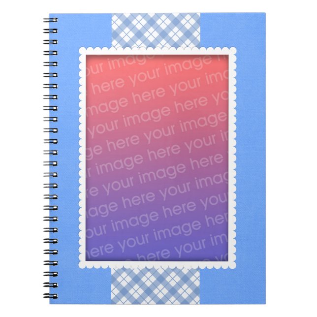 Caderno Espiral Notebooks de modelo de foto de Xadrez azul (Frente)