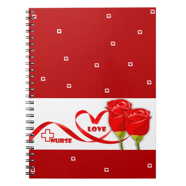 Caderno Espiral Notebooks de presentes Rosa vermelha para enfermei (Frente)