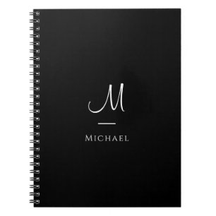 Caderno Espiral Notebooks Initial Letter Elegant Modern Monogram