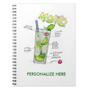 CADERNO ESPIRAL NOTEBOOKS - MOJITO RECIPE COCKTAIL ART