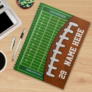 Caderno Espiral Notebooks personalizados de futebol Seu NOME, NÚME