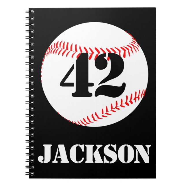 Caderno Espiral Notebooks personalizados do jogador de beisebol ou (Frente)