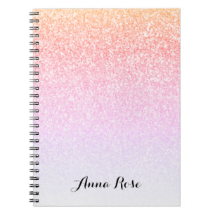 Caderno Espiral Notepad de Glitter de Ombre Espelho Arco-Íris