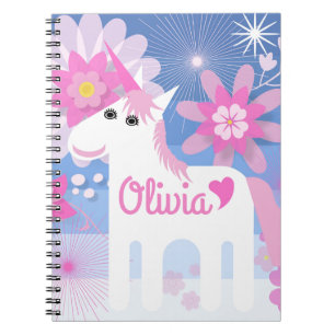 Caderno Espiral Notepad Espiral Bonito Rosa Unicorn Personalizável