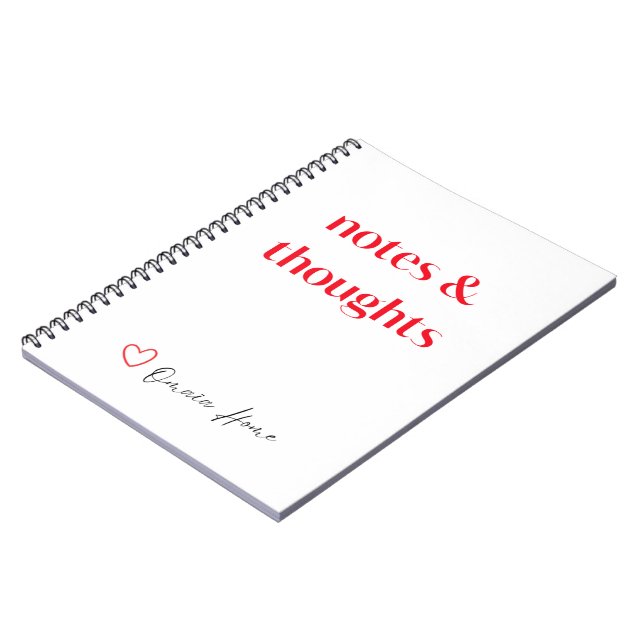 Caderno Espiral Notes & Thoughts Minimal Typography (Left Side)