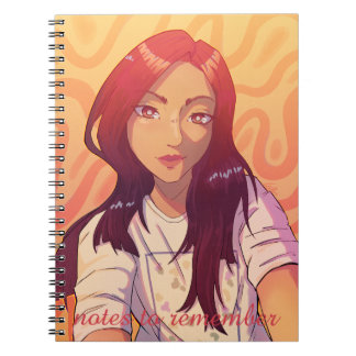 Caderno Espiral Notes to remember, anime, Red