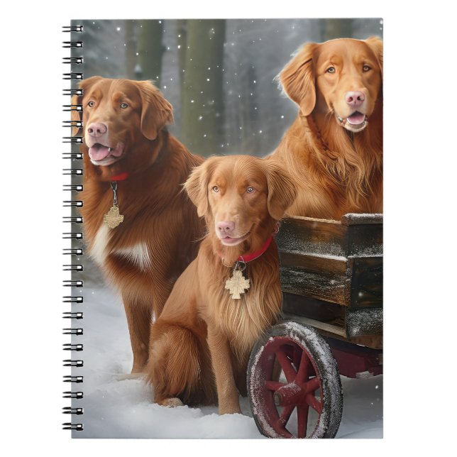 Caderno Espiral Nova Escócia Duck Toller Retriever Snowy Sleigh (Frente)