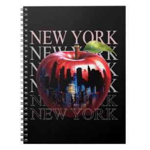Caderno Espiral Nova Iorque, a Grande Fruta da Maçã Silhouette