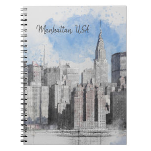 Caderno Espiral Nova Iorque Manhattan Skyline