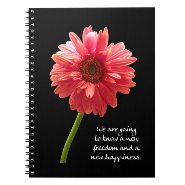Caderno Espiral Nova Liberdade Nova Felicidade Rosa Diário Gerbera (Frente)