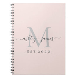 Caderno Espiral Novo Sr. Monograma Ano Prateado Rosa