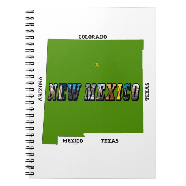 Caderno Espiral Novo Texto de Foto do Mapa do México (Frente)