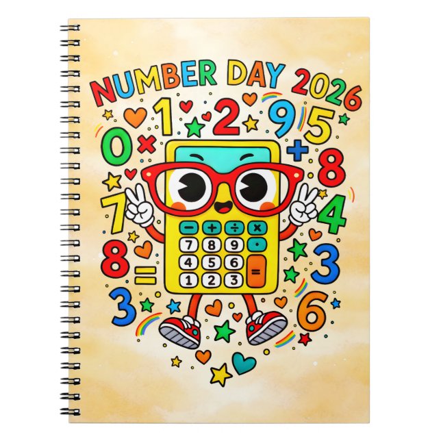 Caderno Espiral Number Day 2026 Calculator Math Notebook (Frente)