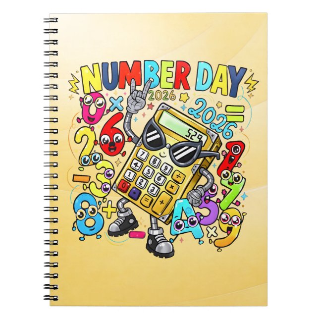 Caderno Espiral Number Day Maths Notebook | Fun Calculator Numbers (Frente)