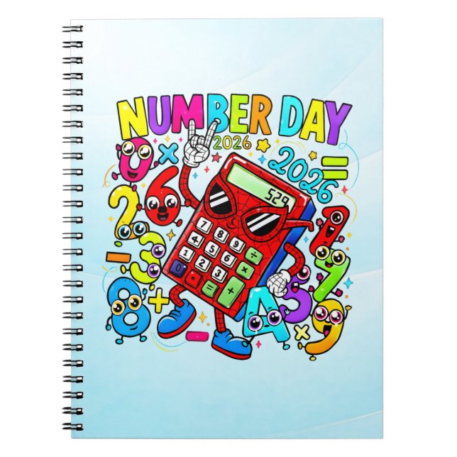Caderno Espiral Number Day Maths Notebook | Fun Colourful Numbers (Frente)