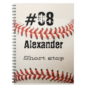 Caderno Espiral Número do Nome Posição Personalizada Baseball Bran