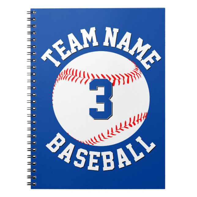 Caderno Espiral Número personalizado do jogador de baseball e nome (Frente)