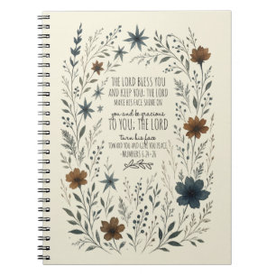 Caderno Espiral Números 6:24–26 Bênção Sacerdotal Floral Vintage