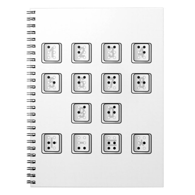 Caderno Espiral Números de chave do computador em Braille (Frente)