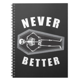 Caderno Espiral Nunca Melhor Morto Por Dentro Esqueleto Dia das Br