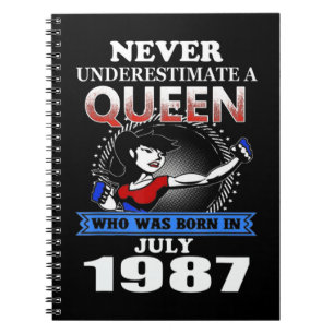 Caderno Espiral NUNCA SUBESTIMAR UM Nascer Rainha em julho de 1987