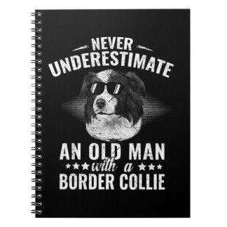 Caderno Espiral Nunca Subestime Um Velho Com Collie Fronteira
