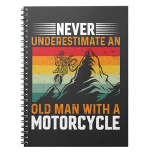 Caderno Espiral Nunca Subestime Um Velho Com Uma Moto