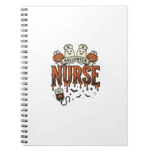 Caderno Espiral Nurse de Halloween Vintage Fantasma Desenho de Abó