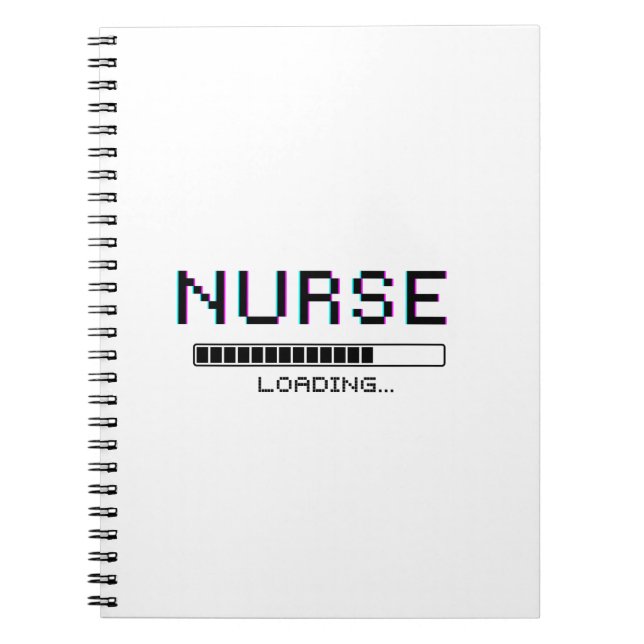 Caderno Espiral Nurse Loading Glitch Pixel Art Design (Frente)