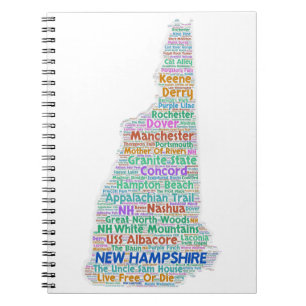 Caderno Espiral Nuvem da palavra de New Hampshire