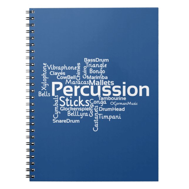 Caderno Espiral Nuvem de Palavras de Percussão (Frente)