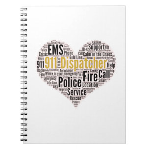 Caderno Espiral Nuvem de Palavras do Dispatcher 911