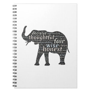 Caderno Espiral Nuvem de Palavras Qualidades de um Elefante