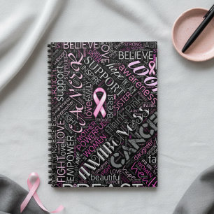 Caderno Espiral Nuvem ID261 da palavra da consciência do cancro d
