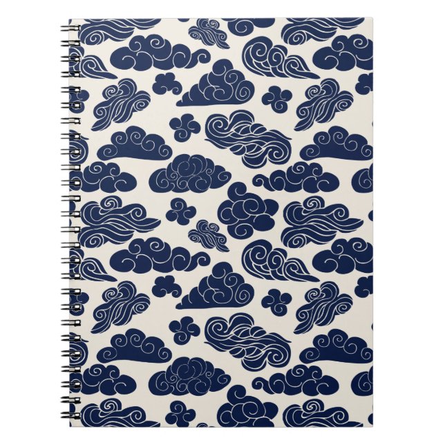 Caderno Espiral Nuvens Auspicazes Padrão Chinês Tradicional SN (Frente)