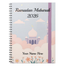 Caderno Espiral Nuvens da Mesquita Lilás Kawaii