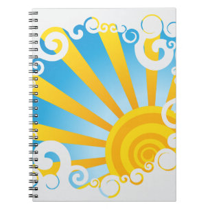Caderno Espiral Nuvens Giratórias Sobre Explosão de Sol