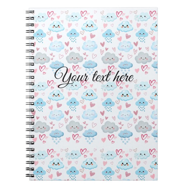 Caderno Espiral Nuvens Sonhadas em Tom de Rosa (Frente)