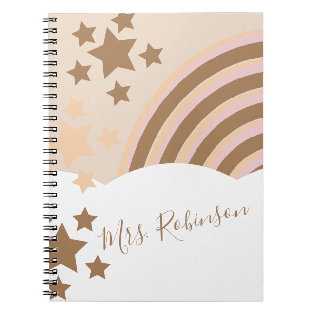 Caderno Espiral Nuvens Tons Terrosos Rótulo Nome do Professor  (Frente)