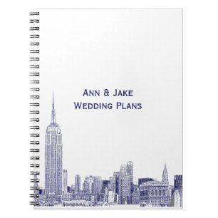 Caderno Espiral NYC Skyline Etch 01 Azul