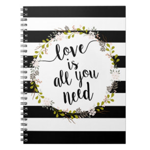 Caderno Espiral O amor é tudo que você precisa… Grinalda flora