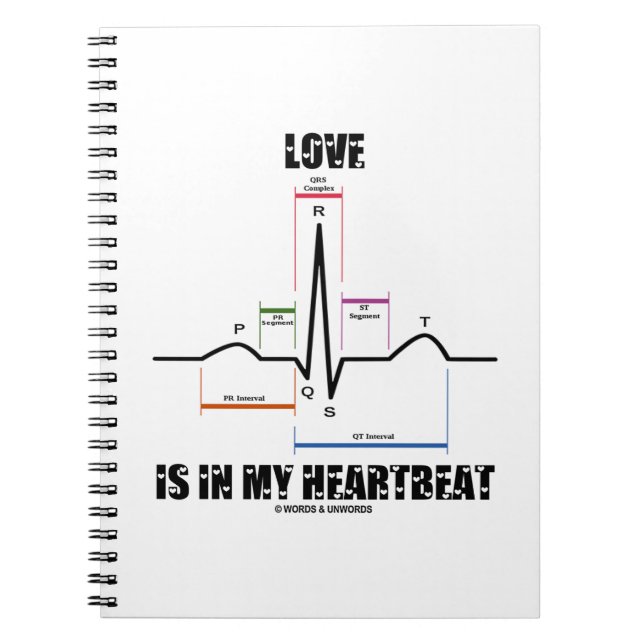 Caderno Espiral O Amor Está No Meu Pulso ECG Eletrocardiograma (Frente)