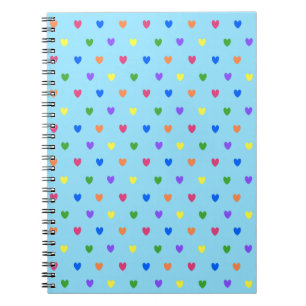 Caderno Espiral O arco-íris polca corações em azul-bebê