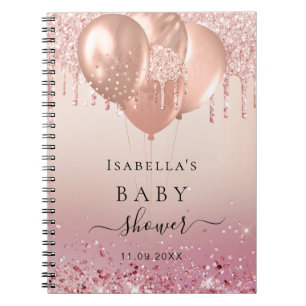 Caderno Espiral O bebê do livro convidado apresenta rosa dourado b