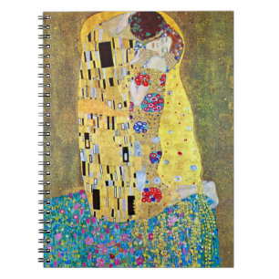 Caderno Espiral O beijo por Gustavo Klimt, arte Nouveau do vintage
