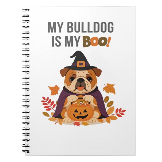 Caderno Espiral O Buldogue Halloween O Meu Buldogue É O Meu Boo Do (Frente)