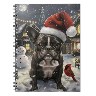 Caderno Espiral O Bulldog Francês Winter Wonderland Natal Joy